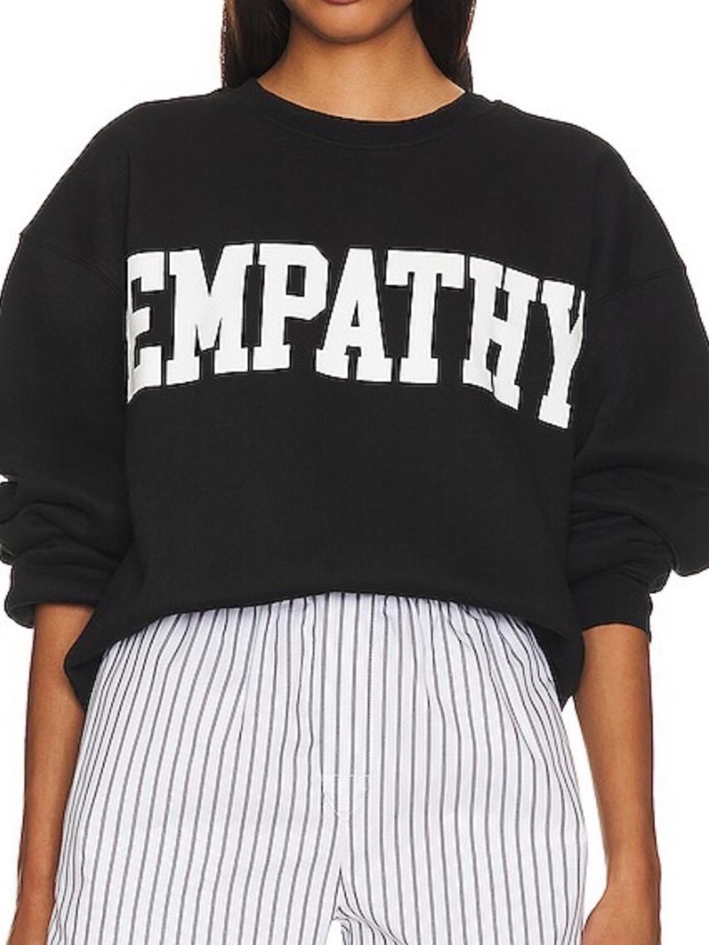 Black "Empathy" Graphic Cropped Sweatshirt - Women